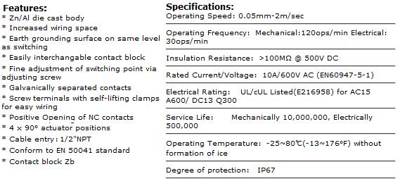 SUNS SN6108-SP-A Adj Rotary Lever Saftey Limit Switch 440P-MALS11E  802K-MALS11 